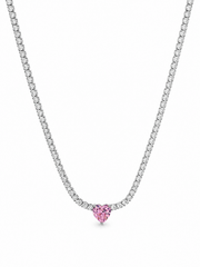 Collana Tennis Cuore Rosa
