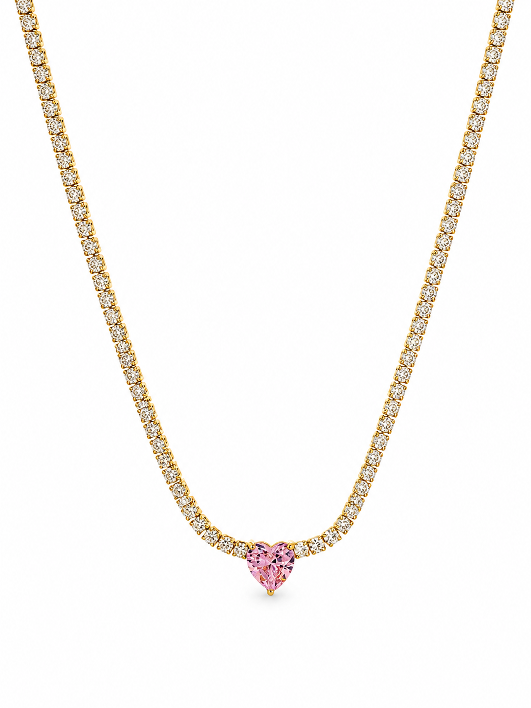 Collana Tennis Cuore Rosa