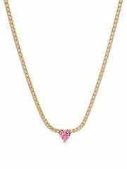 Collana Tennis Cuore Rosa